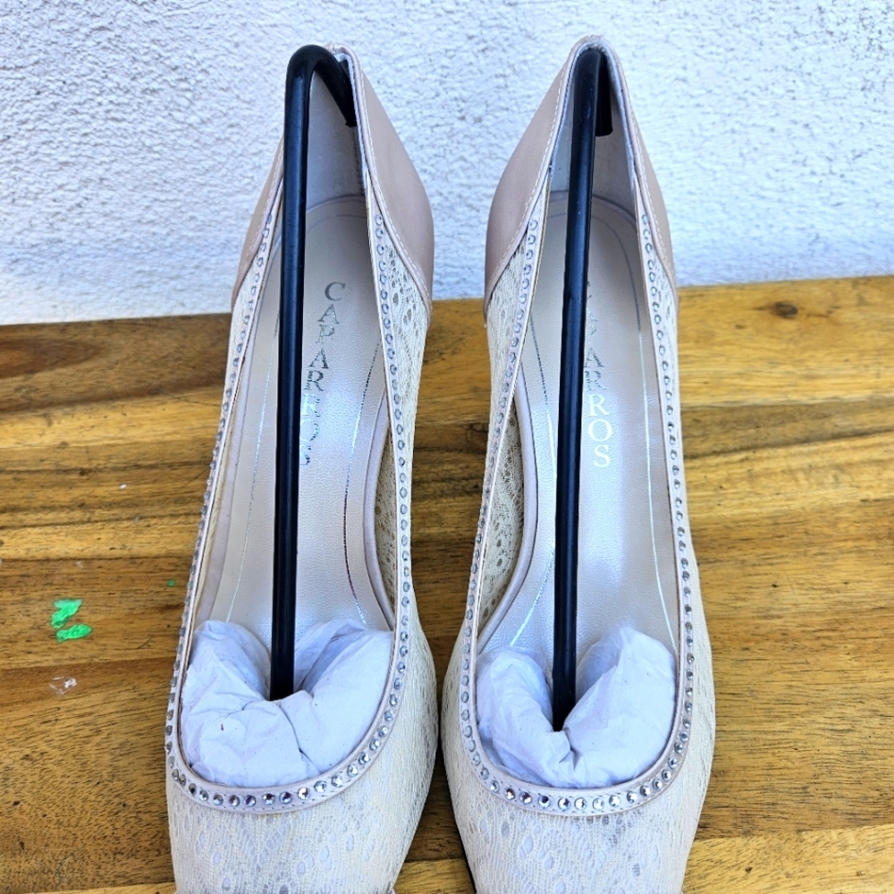 New Caparros Nude Satin Quillian Shoes Women's Size 9.5 - Picture 5 of 16